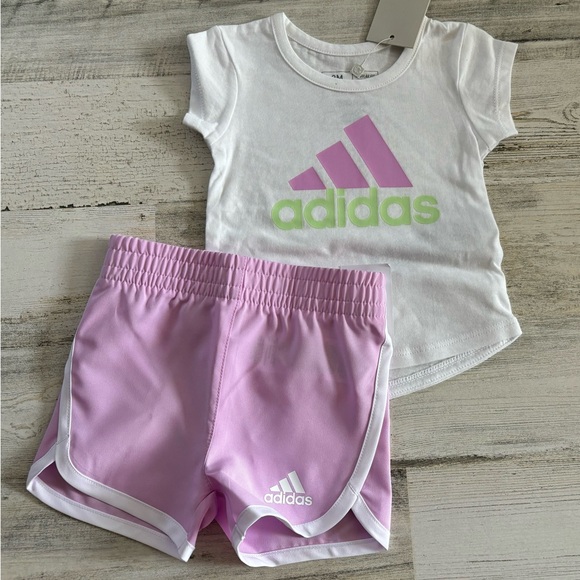 Adidas Girls 2 Piece Short Set - Picture 1 of 3